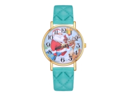 Reloj De Cuarzo Casual Con Correa De Pu Patrón Ciervo Bonito Unisex Regalo Navideño (verde)
