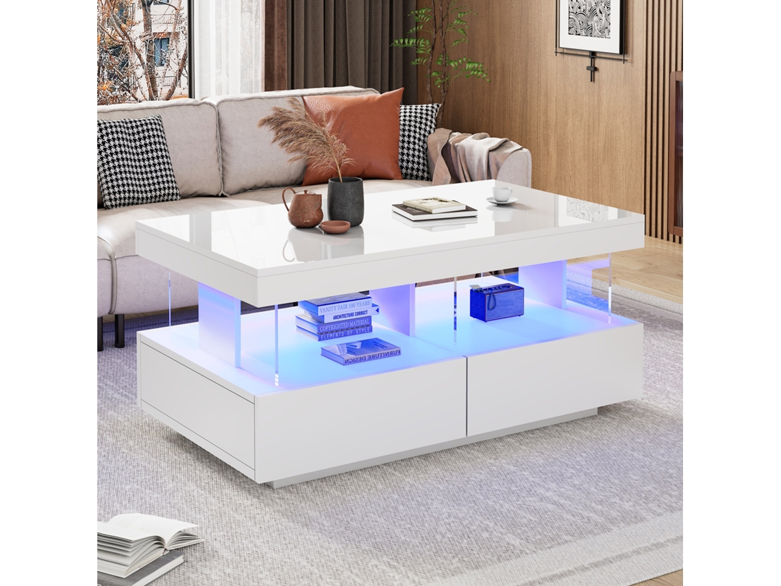 Mesa de centro con tablero duradero, liso y resistente a los arañazos, 100*60*49,5 cm ZKAKA