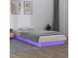 Estructura De Cama Individual Led Sin Colchón Madera Maciza
