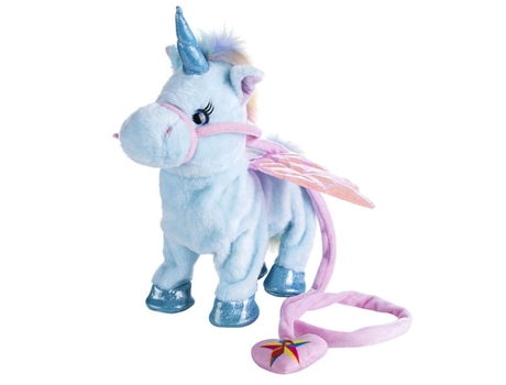 Unicornio Que Camina Del Canto Electrónico, Caballo Robot de La Felpa, Juguete Animal Para El Niño Azul