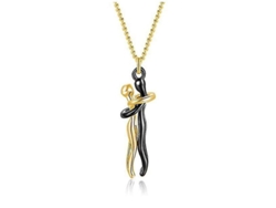 Collares De Pareja Abrazo Cariñoso Colgante Simbólico Para Hombre Y Mujer Oro Negro