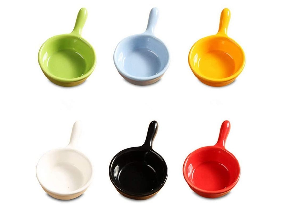 6 Mini Platos De Porcelana Coloridos Para Salsas, Aperitivos, Salsas, Condimentos Y Guarniciones.