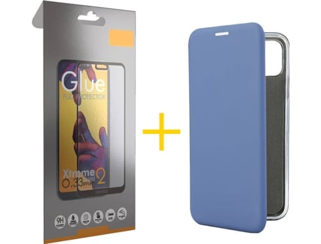 Kit Funda + Protector de Pantalla Huawei Y6 2019 SKYHE Flip Cover 9818 Azul