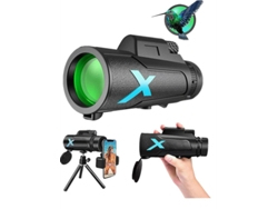 Telescopio monocular 12x50 HD IP68, soporte para smartphone, trípode para observación de aves, camping, caza, viajes, color negro, Yizhood