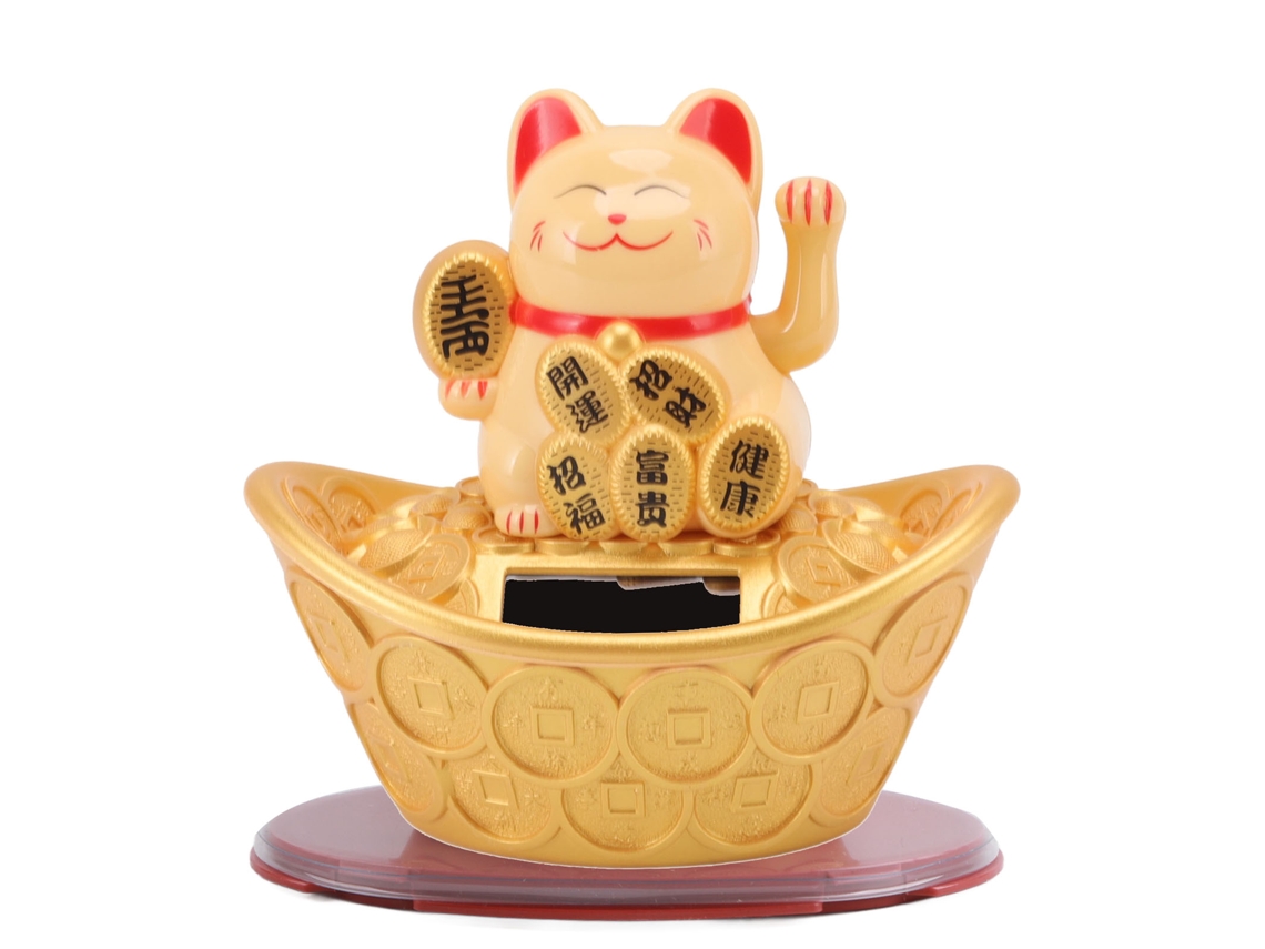 Adorno De Gato De La Suerte, Con Energía Solar, Mano Que Saluda, Estatua De Bienvenida A La Riqueza, Decoración Para El Hogar, Coche, Amarillo.