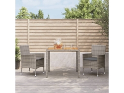 Conjunto de comedor de jardín de 3 piezas con cojines DKD Home Decor, ratán gris
