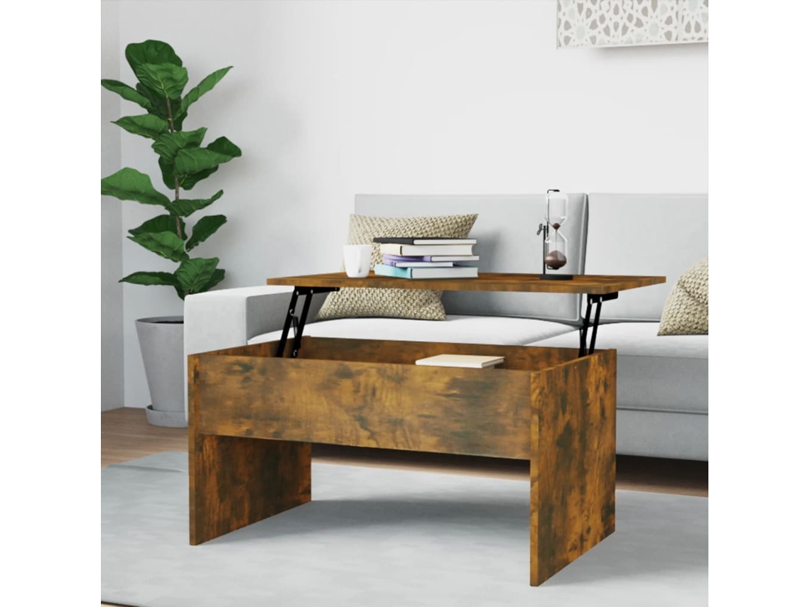 Mesa de Centro de Apoyo 80X50,5X41,5Cm Madera Procesada Roble Ahumado