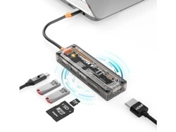 Hub USB C Hub USB C 6 en 1 USB 3.0 2.0 Hdmi 4k Sd/tf 100w Pd Estación de acoplamiento para computadora portátil Gris Yizhood