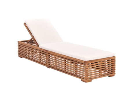 MAISON EXCLUSIVE Tumbona con cojín madera maciza de teca crema