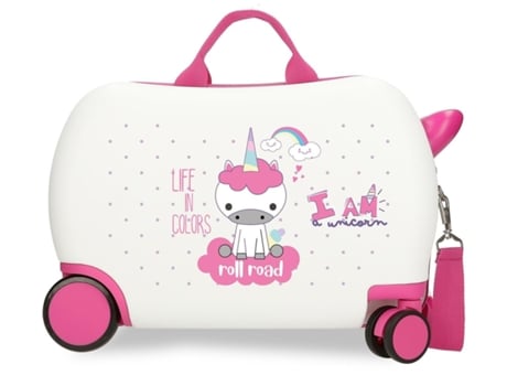 ROLL ROAD Maleta Correpasillos ABS Rígida I Am Unicorn Blanco