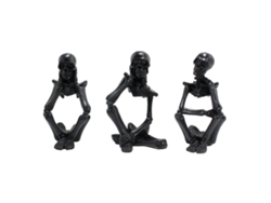 Figuras En Miniatura De Esqueletos Pensativos, Esculturas Pequeñas De Resina, Decoración De Mesa Negra.