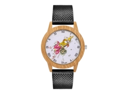 Reloj De Cuarzo Unisex Con Correa De Malla Moda Casual Pulsera Negro
