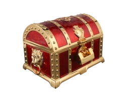 Caja De Almacenamiento De Joyas Clásica De Metal Extragrande Con Cerradura Y Doble Capa (dorada Y Roja)