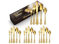 Conjunto de Talheres de Aço Inoxidável 20 Peças-Dourado GERTIZ