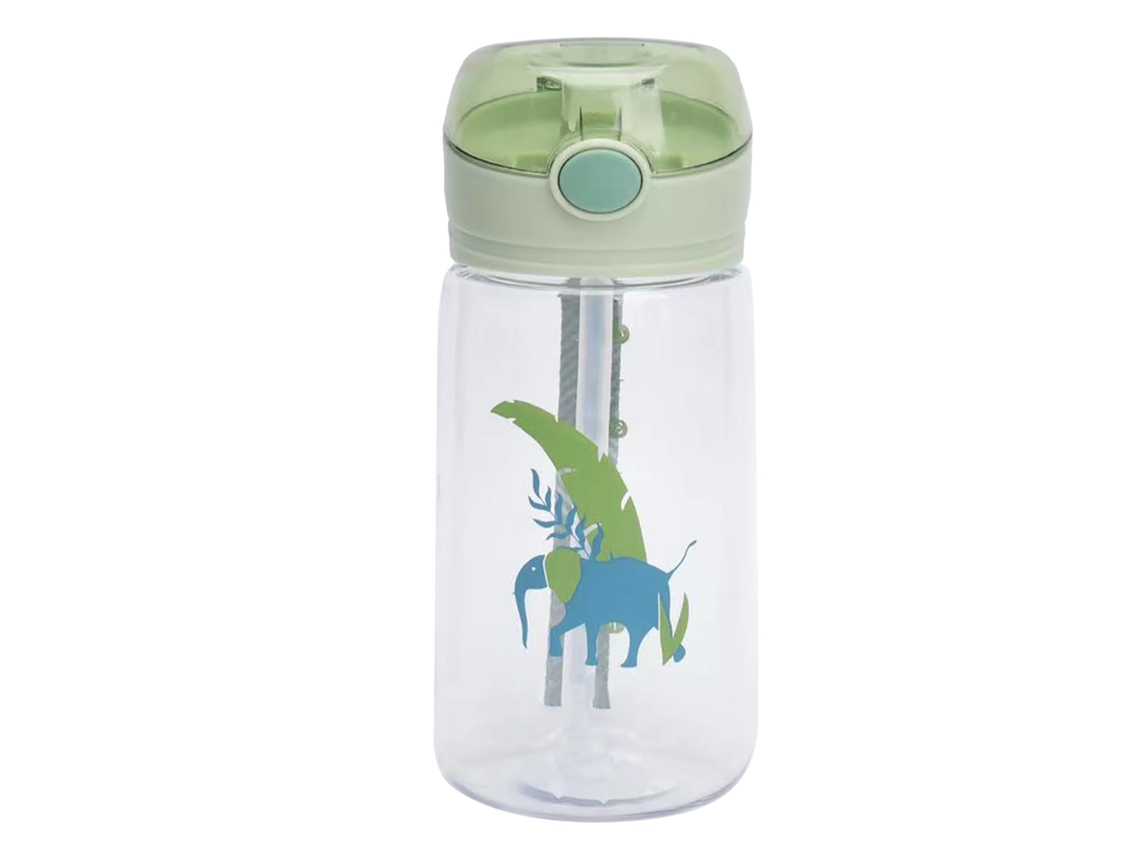 Botella De Agua Infantil De 520 Ml Con Pajita, Diseño Transparente, Plástico Pc Pp, Ideal Para El Colegio Y Los Viajes.