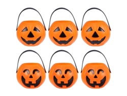 Cubo De Dulces De Calabaza Para Halloween, 6 Piezas, Mini Cubos Con Mango Para Trato O Truco Y Decoración De Fiesta