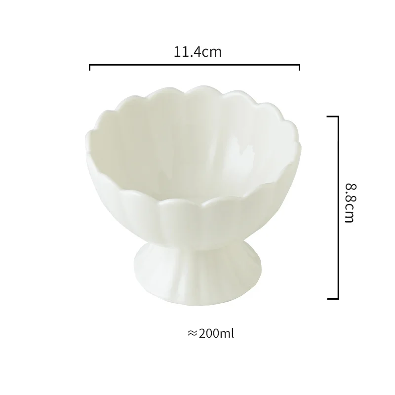 (blanco, 11,4 Cm) Un Cuenco De Cerámica Con Pie, De 200 Ml, Ideal Para Servir Batidos, Mermeladas, Helados, Etc.