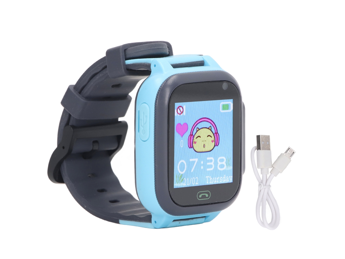 Ats-reloj Inteligente Para Niños Con Llamada Vídeo Cámara Alarma Linterna Pantalla Táctil Azul Para Uso Al Aire Libre