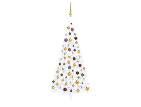 Medio árbol de Navidad VIDAXL con luces y bolas blanco (120 cm)