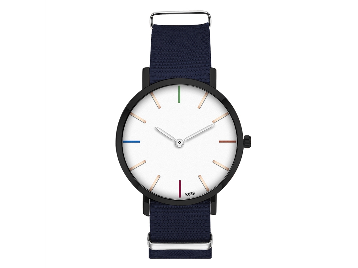Reloj Unisex De Moda Con Correa De Nailon, Esfera Redonda Y Movimiento De Cuarzo Azul Real.