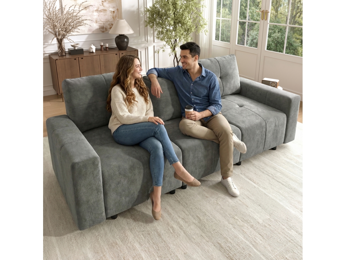 Sofá Modular 3 Plazas Chenilla Con Función Cama