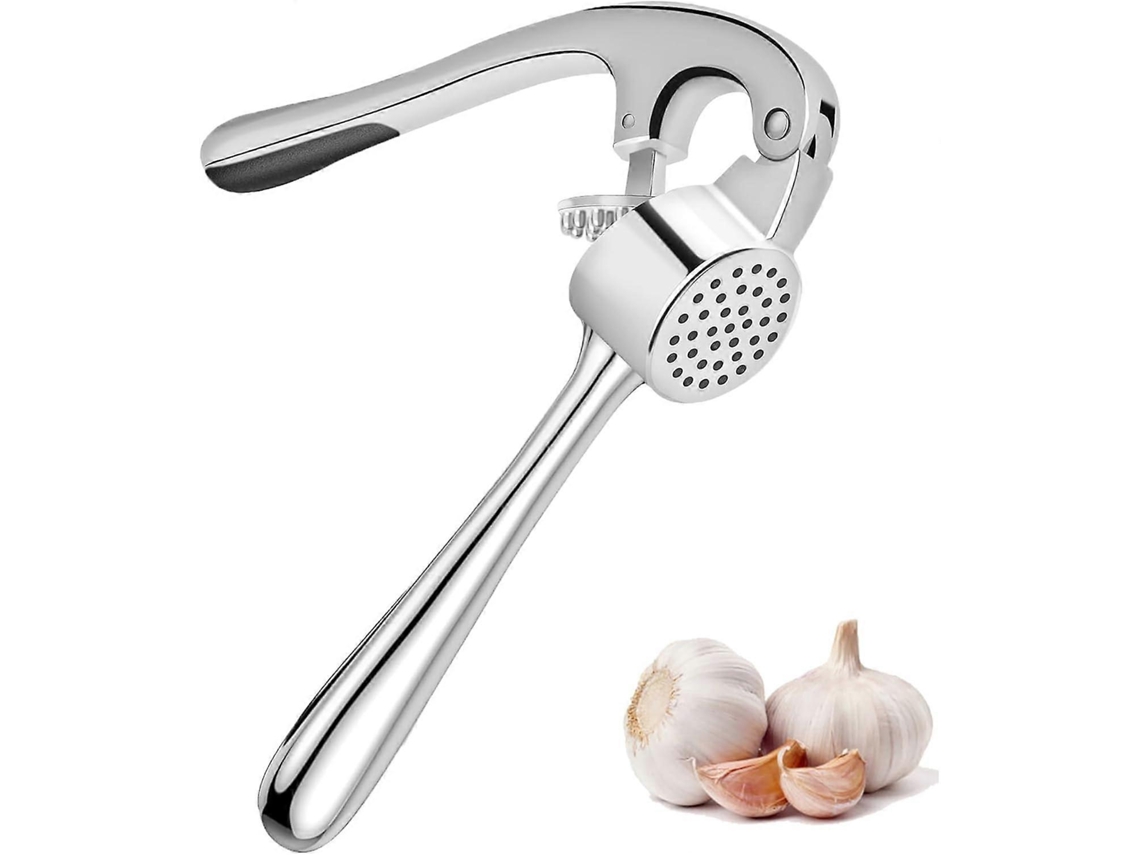 Prensa de ajos de acero inoxidable, pelador y prensa de ajos de alta resistencia, robusto triturador de ajos con mango ergonómico. Rosewell