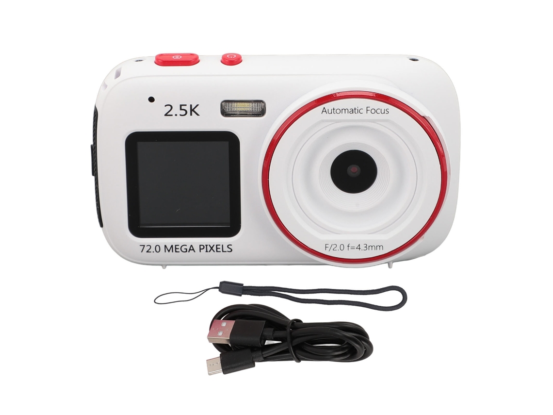Cámara Digital De 72 Mp, Pantalla Dual De 2,4/1,54 Pulgadas, Zoom De 16x, Reproductor De Mp3, Portátil, Blanco.