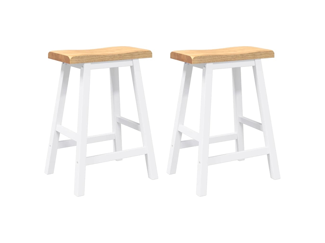 Maison Exclusive - Taburetes De Bar, 2 Unidades, Madera Maciza Blanca, Goma