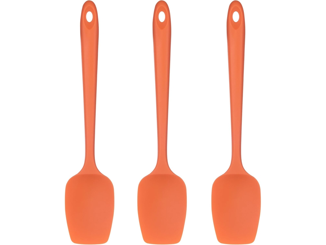 Juego De 3 Espátulas De Silicona Con Forma De Cuchara (naranja)