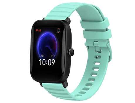 Correa de reloj inteligente para Amazfit Pop Pro 20 mm Correa de reloj de silicona de color sólido con patrón de puntos ondulados (verde azulado)