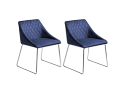 Cadeiras de jantar elegantes BELIANI Arcata de Veludo Azul 55x57x79