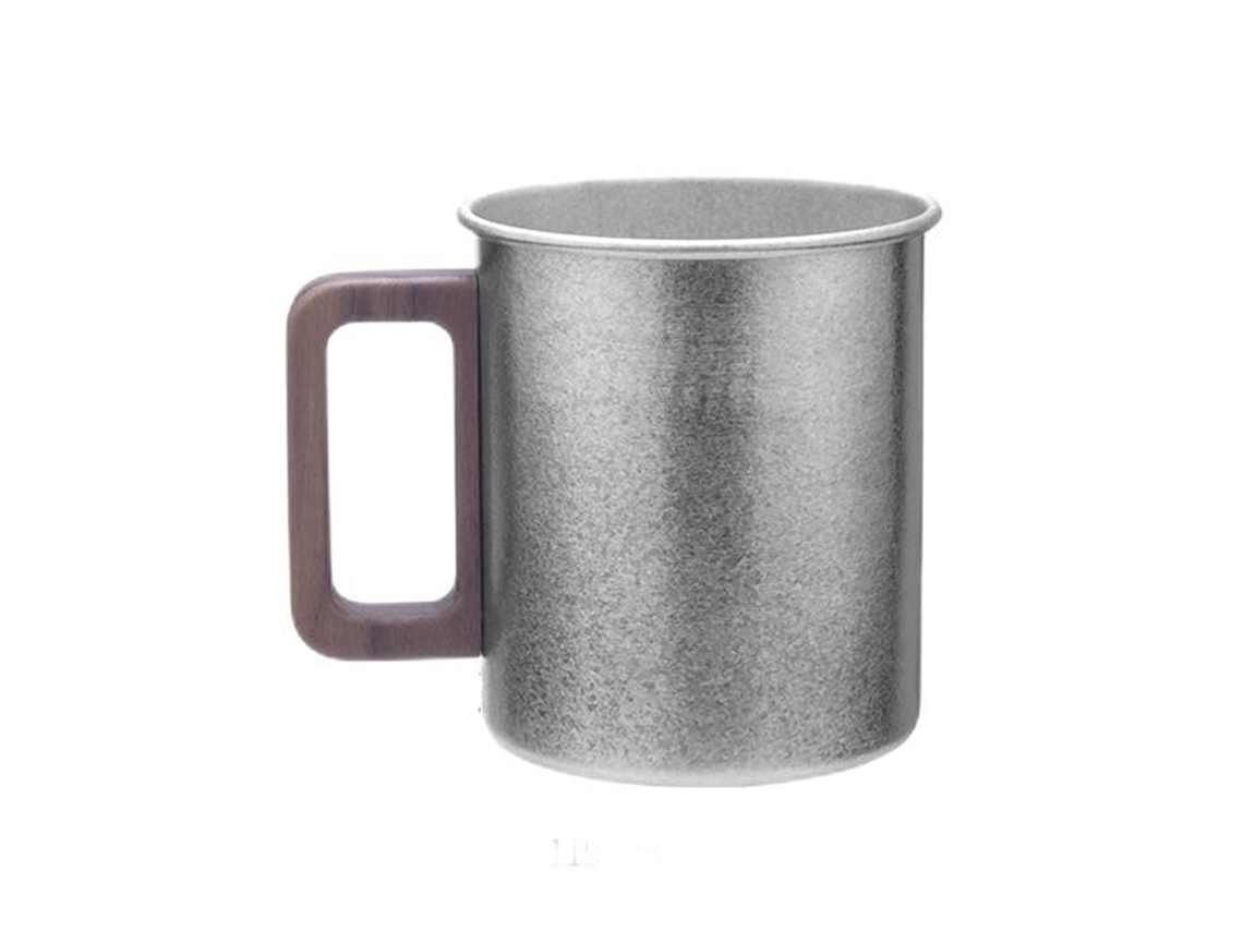 Taza De Camping De Titanio Puro Con Asa De Madera, Gran Capacidad, Portátil Para Uso En Exteriores, 450 Ml.