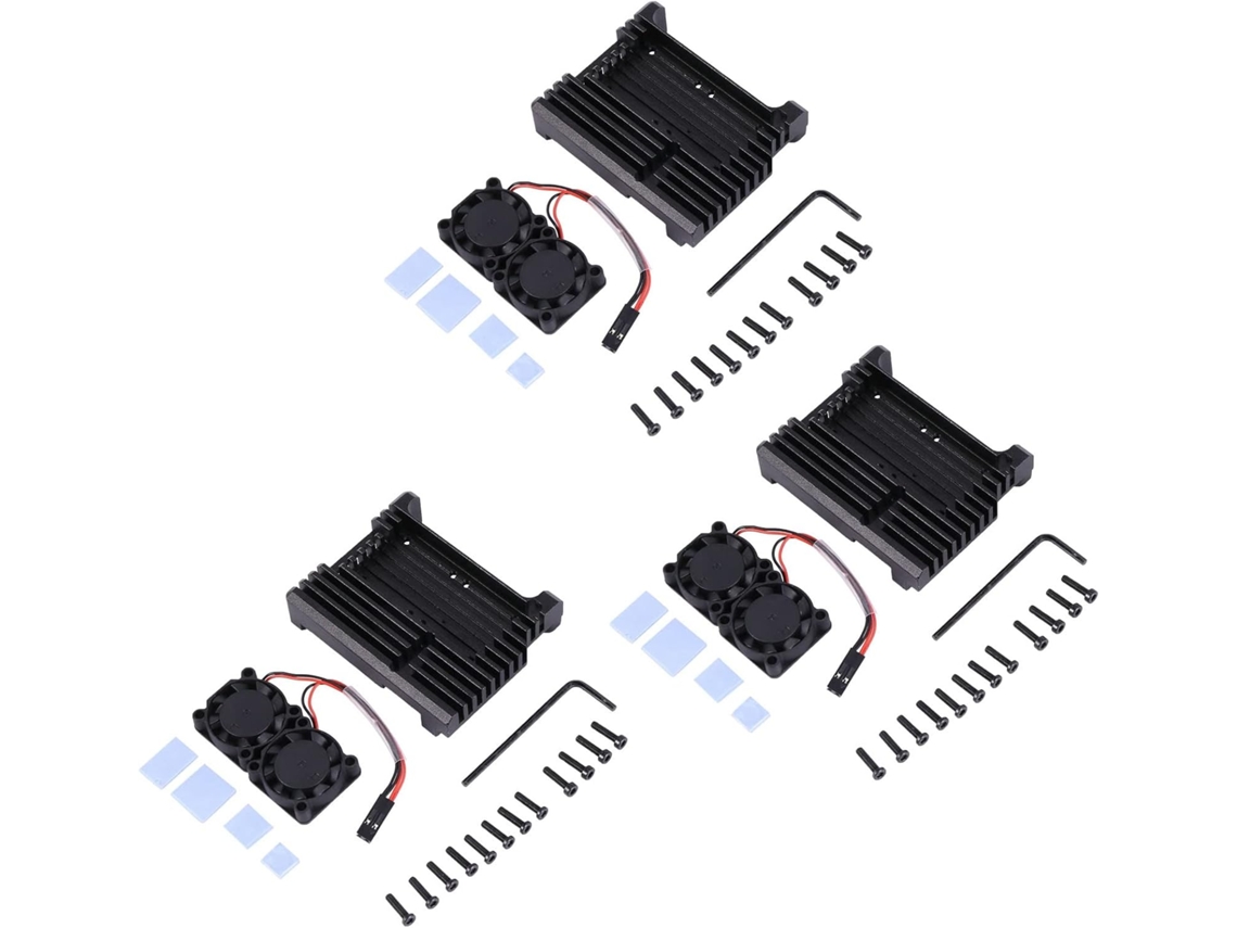 3x Para 4 Cajas De Aluminio Con Doble Ventilador Y Carcasa Metálica Negra
