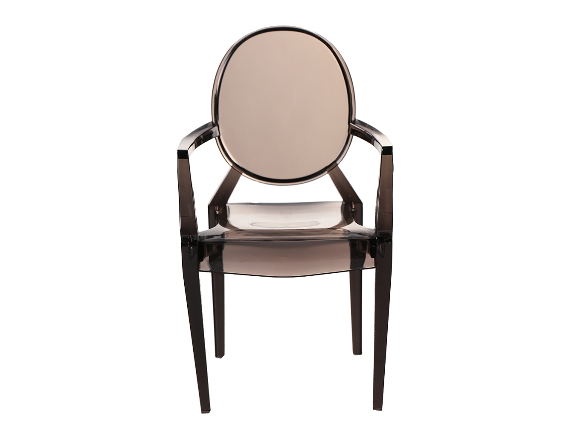 Silla de plástico en miniatura de Ats para accesorios de casas de muñecas a escala 1/6 (gris)