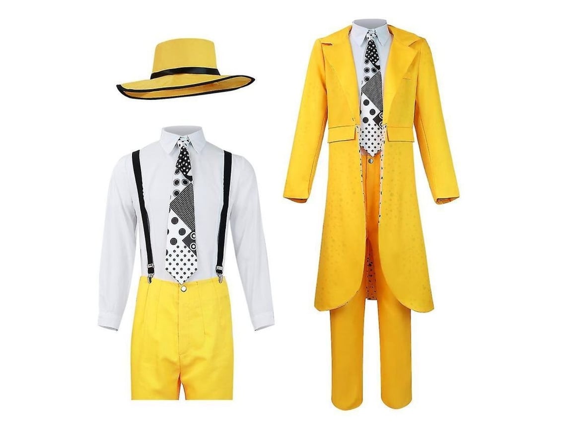 2026-traje De Cosplay De Jim Carrey The Mask Traje Amarillo Para Hombre Conjunto De Uniforme