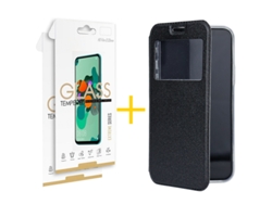 Pack 2 X Película de Vidrio Templado 2.5D Funda GANDY por Samsung Galaxy A41 Flip Cover GANDY Negro GANDY