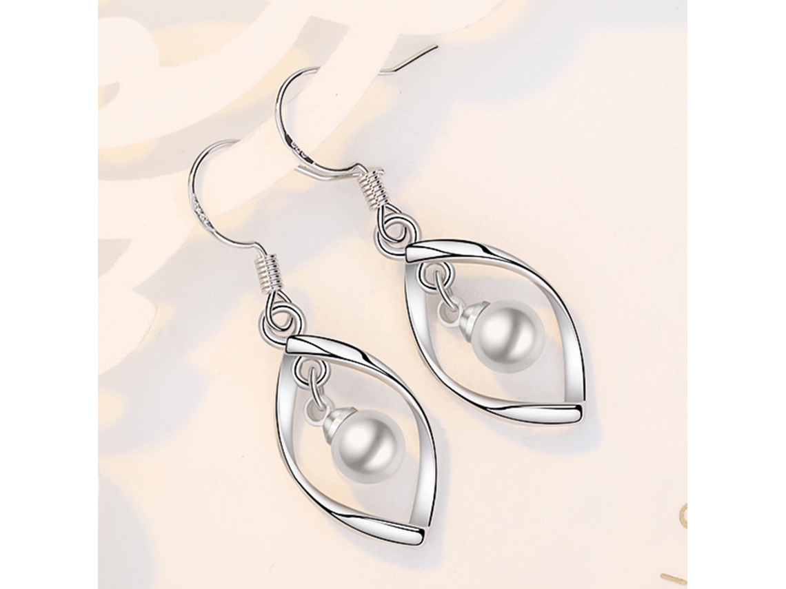 Par De Sencillos Pendientes De Clip Con Perlas, Diseño Biselado, Brillantes, Regalo De Moda