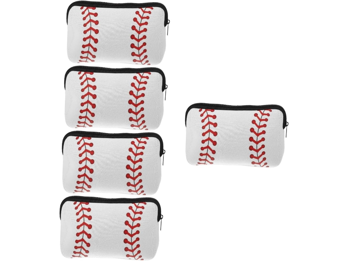 Neceser Portátil De Neopreno De 5 Piezas Con Estampado De Béisbol, Bolsa De Viaje Impermeable Para Cosméticos.