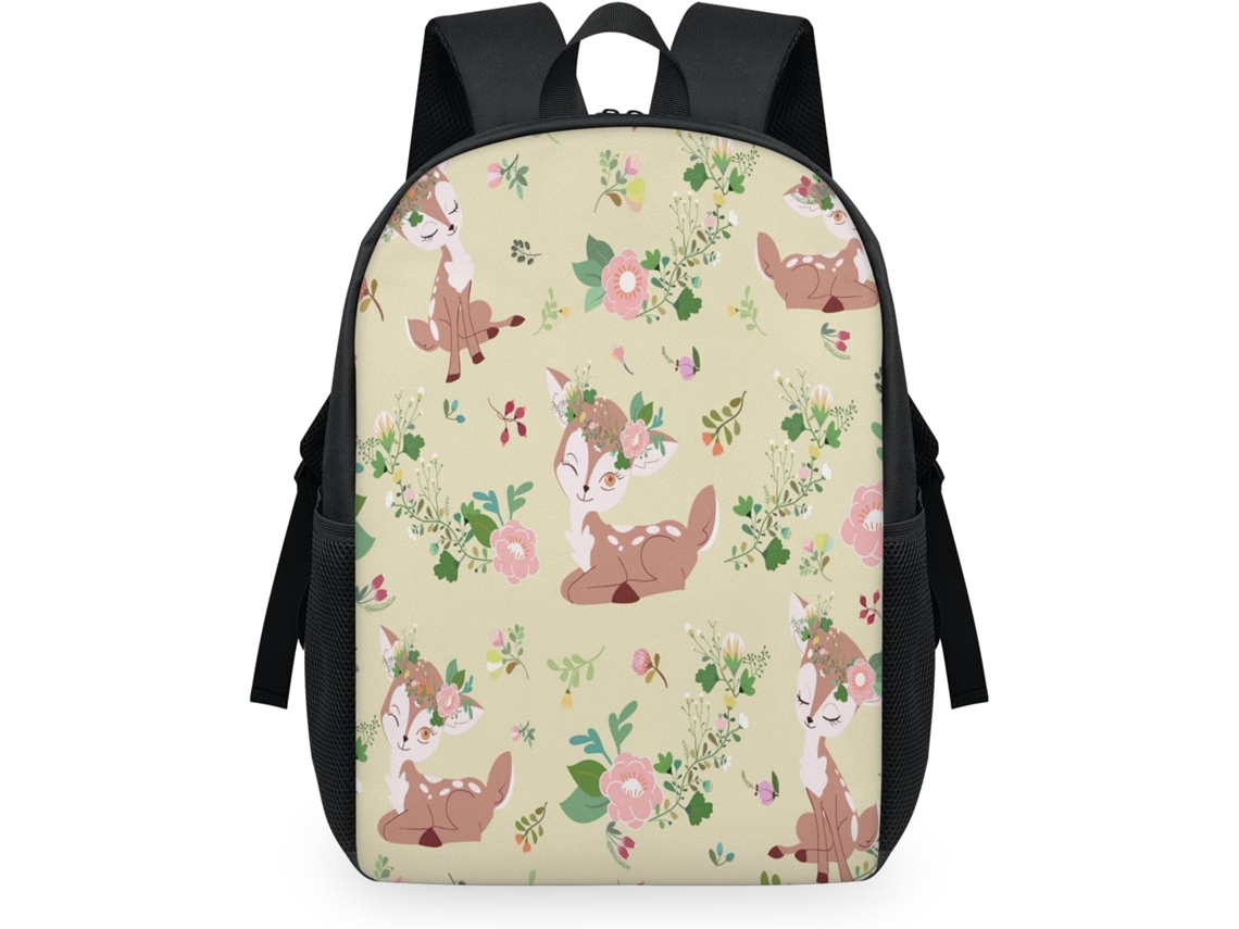 Mochila Tropicallife Estampado Ciervo Flores Para Niños Niñas Hombres Mujeres Multiusos Mochila Escolar Inf