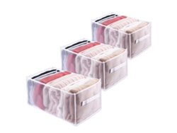 Organizador de armario lavable de 3 piezas con 7 compartimentos, plegable, visible, caja para guardar ropa