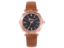 Reloj De Pulsera De Cuarzo Para Mujer Con Elegante Correa De Pu Marrón.