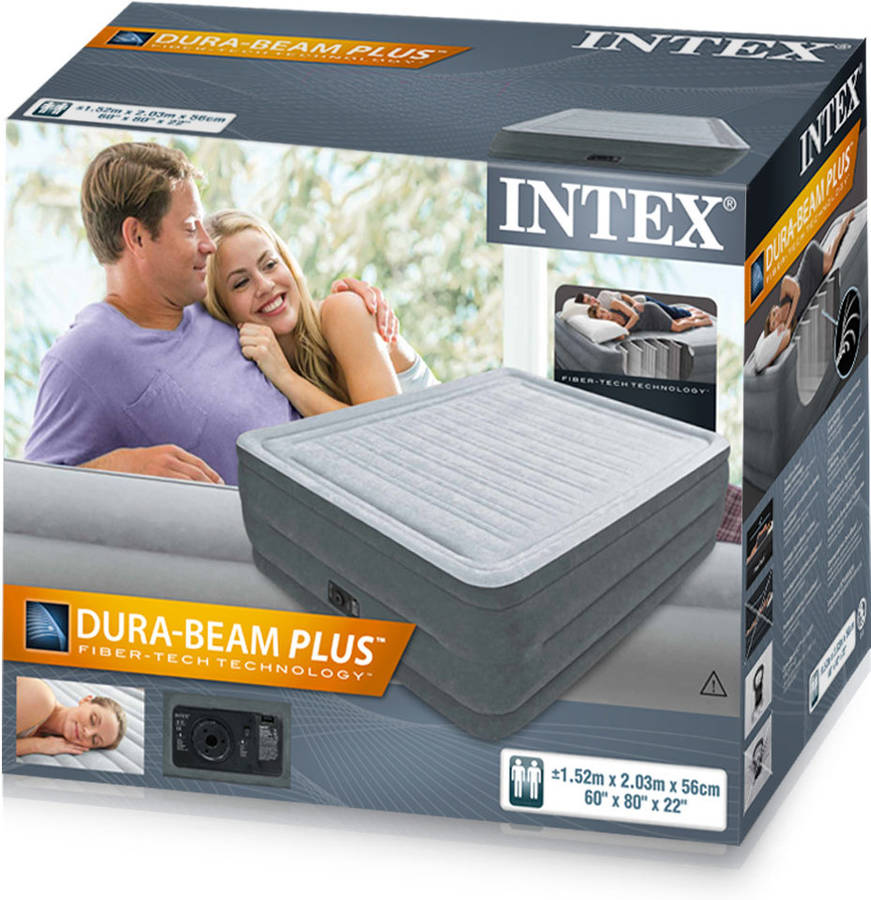 Colchón Hinchable INTEX Matrimonial (Gris - PVC - 152x203x56 cm)