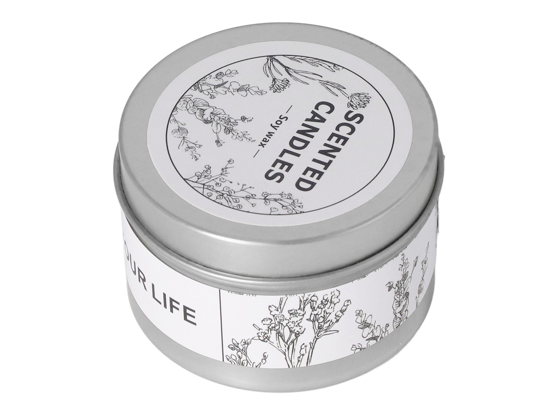 Vela De Cera De Soja Perfumada Sin Humo Para Aromaterapia En El Hogar, Con Frasco Azul Y Caja Plateada.