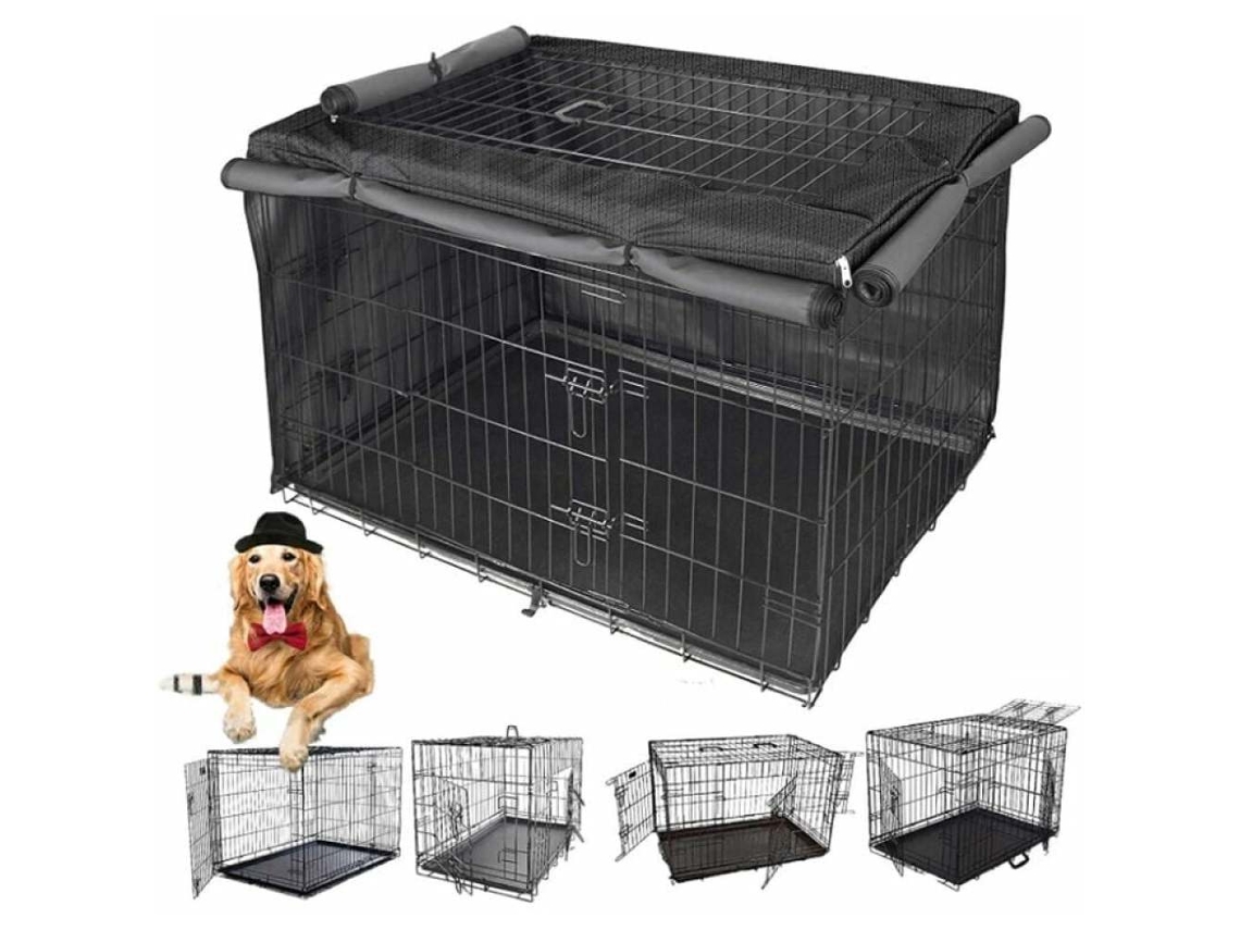 Funda para jaula de transporte de perros Pet Haven, elegante, con protección de privacidad, impermeable, resistente al viento, tela Oxford duradera para un sueño cómodo.