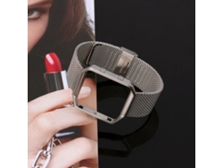 Pulsera (con Marco De Reloj, Malla Milanesa) Adecuada Para Correa De Metal De Brazalete Inteligente Fitbit Blaze Plateada
