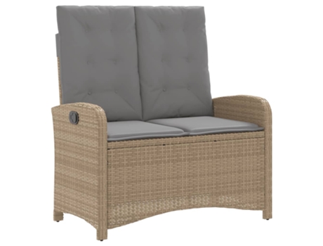 Sillón reclinable de jardín VIDAXL con cojines ratán sintético beige