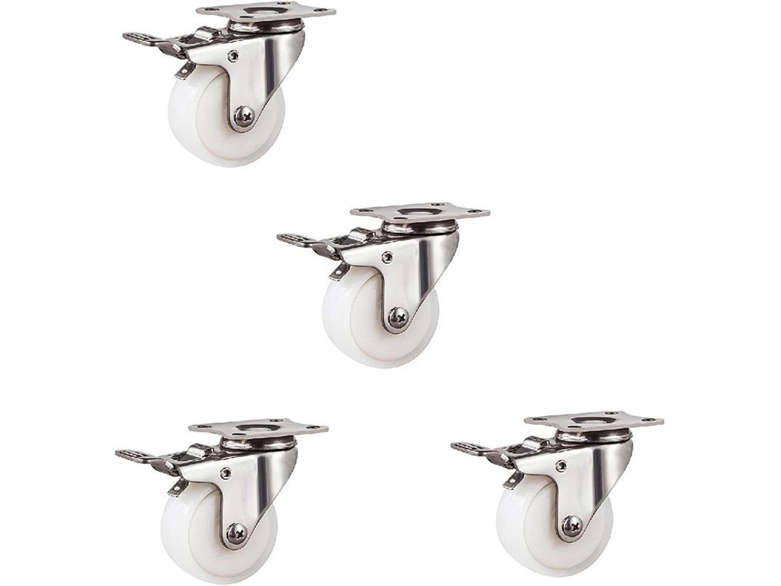 Ruedas Giratorias Pequeñas De Goma, Repuesto De Muebles, 4 Piezas 2 Pulgadas Con Freno, Silenciosas Y Doble Rodamiento