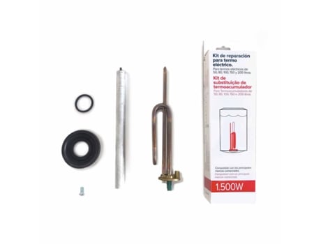 Kit de Recambios para Termos Eléctricos, Resistencia Curva + Ánodo de Magnesio + Junta de Goma + Tornillo de fijación
