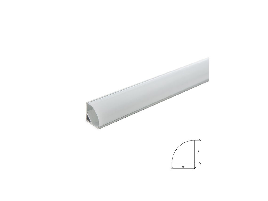 Perfíl Aluminio para Tira LED Instalación Esquinas - Difusor Opal x 1M GREENICE