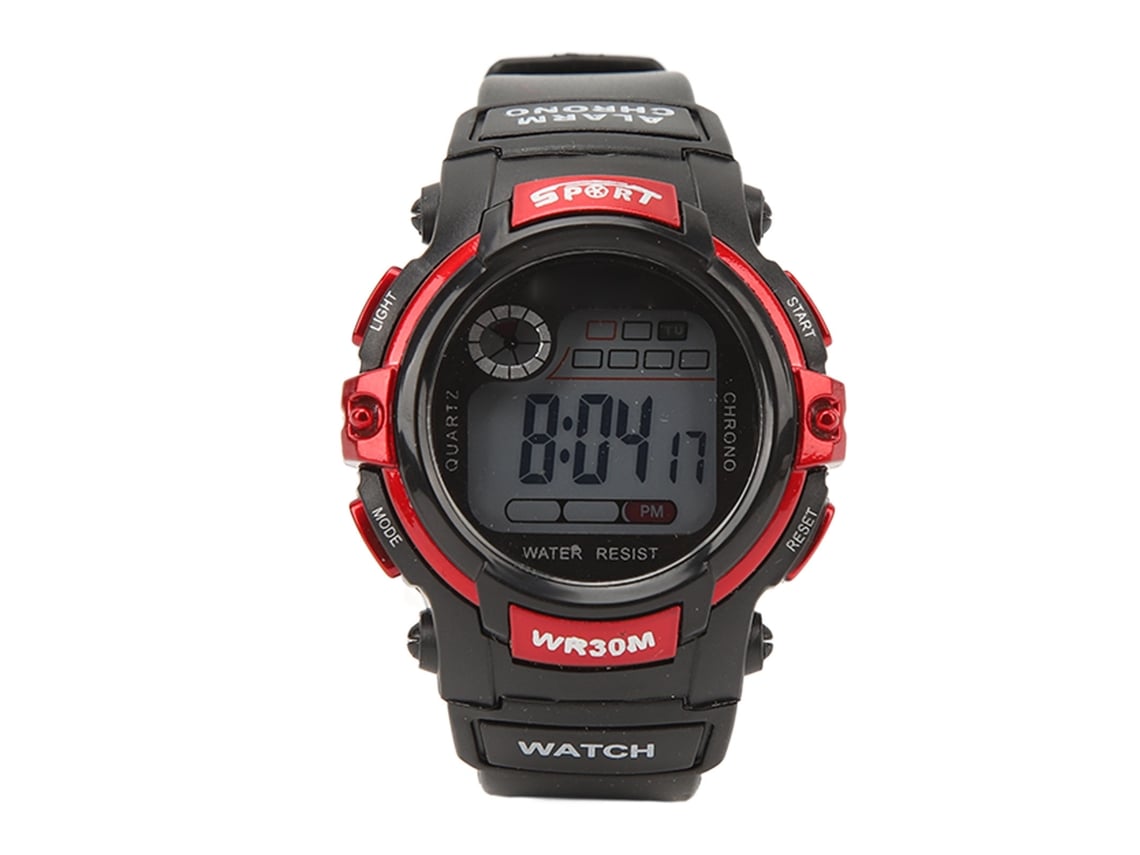 Relógio Esportivo Digital Lcd Luminoso Para Atividades Ao Ar Livre Resistente À Água Vermelho Masculino